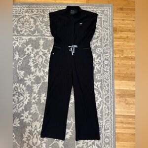 Figs Black Jumpsuit with Gray Waist Tie